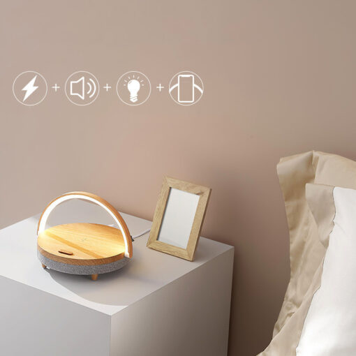 Wireless Speaker LED Night Light Phone Charging Holder - Image 2