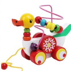 Wooden Mini Duck Trailer Around Beads Educational Toy