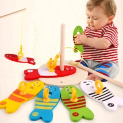 Colorful Wooden Fishing Digital Baby Blocks Game Toys