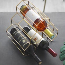 Wrought Iron Geometric Honeycomb Wine Rack Stand