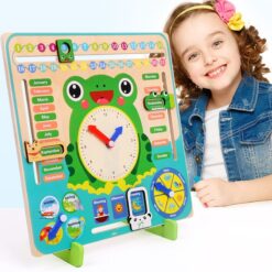 Interactive Cartoon Frog Calendar Learning Board Toy