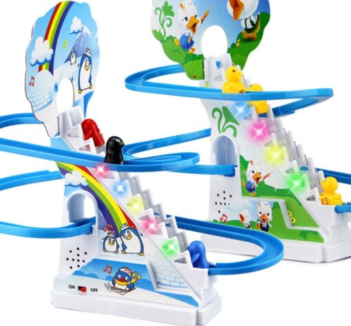 Electric Penguin Climb Stairs Tracks Light Music Toys