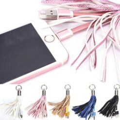 Leather Tassel USB Cable Keychain Charging Data Cord