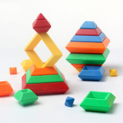 Wooden Multicolor Building Blocks Rainbow Tower Toy