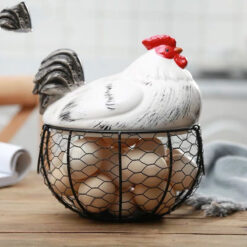 Kitchen Ceramic Metal Wire Hen Egg Basket Holder