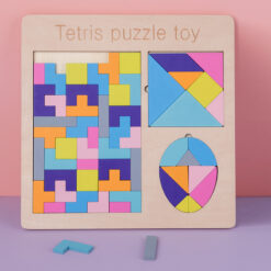 Wooden Colorful Tetris Puzzle Game Educational Kid Toy