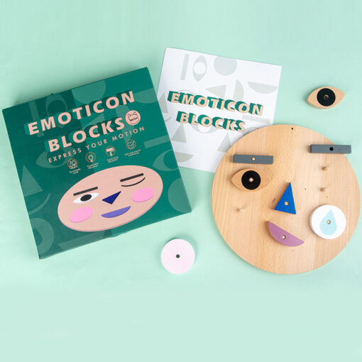 Wooden Emotion Cognition Blocks Face Changing Toy - Image 2