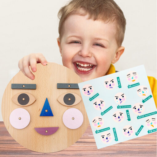 Wooden Emotion Cognition Blocks Face Changing Toy - Image 4