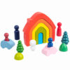 Wooden Rainbow Stacking Blocks House Building Toys