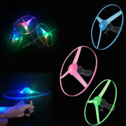 LED Flashing Pull String Flying Saucer Propeller Toy