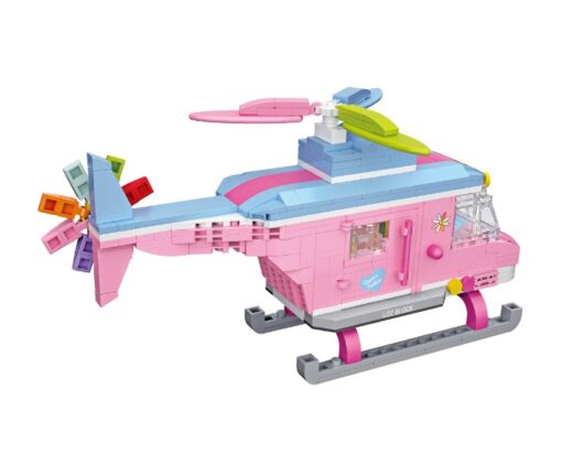 Mini Building Blocks Pink Helicopter Model Toy