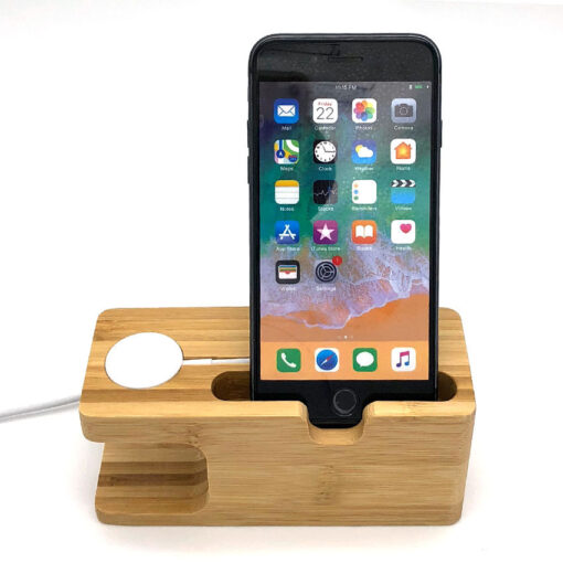 Wooden Smartphone Dock Station Bamboo Base Holder Stand - Image 2