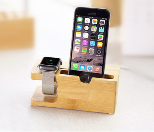 Wooden Smartphone Dock Station Bamboo Base Holder Stand - Image 6