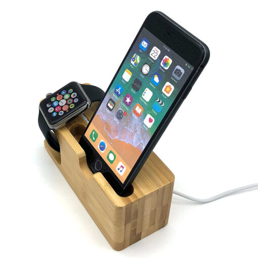 Wooden Smartphone Dock Station Bamboo Base Holder Stand - Image 4