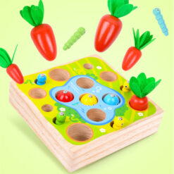 Wooden Magnetic Pull Radish Fishing Catch Worm Toy