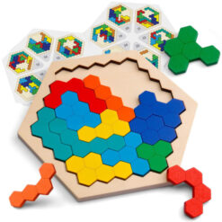 Wooden Hexagon Shape Puzzle Block Brain Teaser Toy