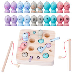 Wooden Magnetic Cartoon Worm Fishing Game Toy