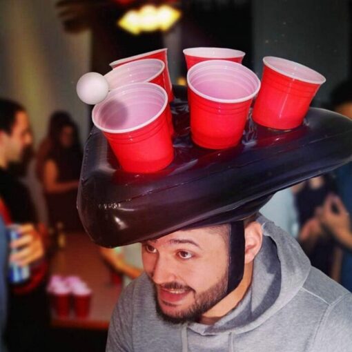 Inflatable Ping Pong Cup Holder Hats Rings Toss Game - Image 3