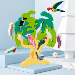 Wooden Cartoon Bird Tree Building Blocks Puzzle Toy