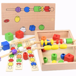 Wooden Bead Sequencing Educational Block Toys