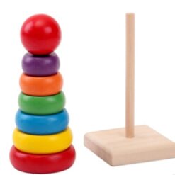 Color Rainbow Stacking Ring Tower Blocks Wood Toy