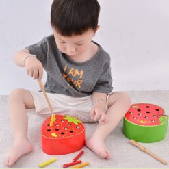 Wooden Magnetic Stick Fruit Shape Catch Worms Game