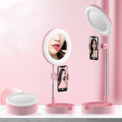 Foldable Makeup Mirror LED Fill Ring Light Lamp Holder