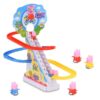 Cute Little Pink Pigs Climb Stairs Track Kids Toys