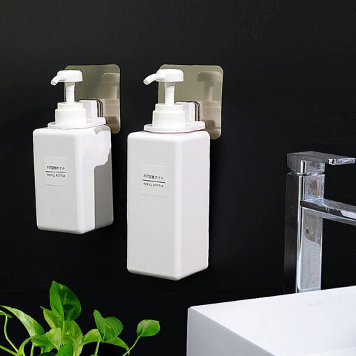 Self Adhesive Wall Mounted Bottle Rack Hook Shampoo Holder - Image 4