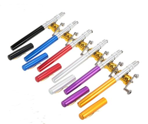 Mini Telescopic Portable Aluminum Fishing Pen Rod Pole Reel - Image 2