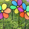 Colorful Rainbow Flower Spinner Windmill Yard Decor