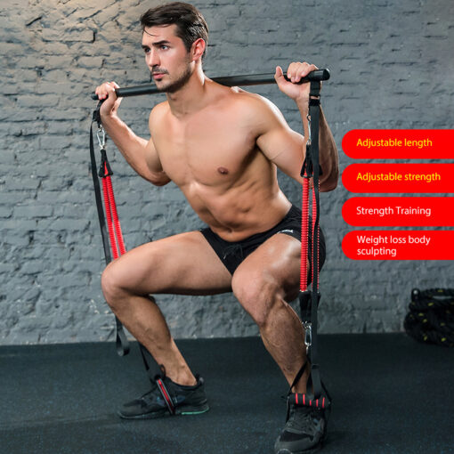 Body Workout Resistance Trainer Bar Bands Rubber Buckles