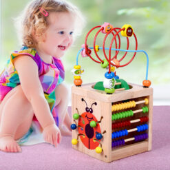 Wood Activity Cube Bead Maze Educational Learning Toy