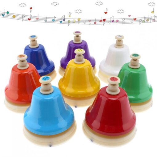 Colorful 8 Notes Hand Bell Musical Instrument Set Toy