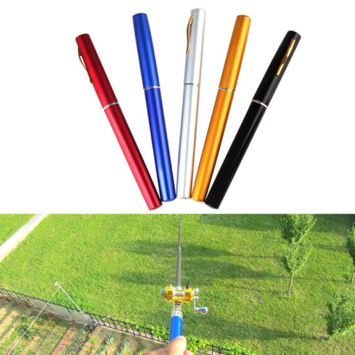 Mini Telescopic Portable Aluminum Fishing Pen Rod Pole Reel