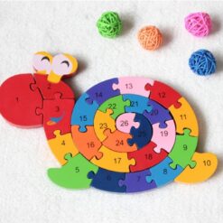 Wooden Jigsaw Winding Letter Numbers Puzzles Toy