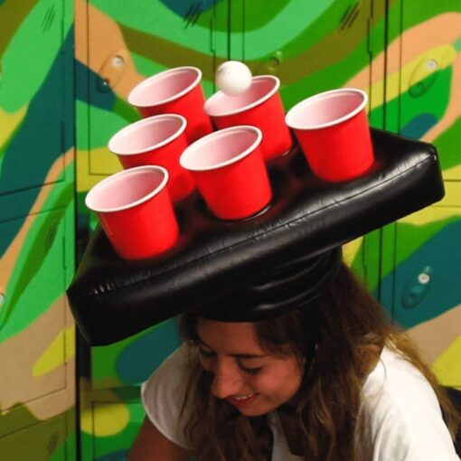 Inflatable Ping Pong Cup Holder Hats Rings Toss Game - Image 6