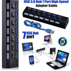 7 Port USB 3.0 External Hub High-Speed Power Adapter