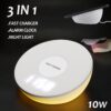 Qi Wireless Fast Charger Night Light Alarm Clock