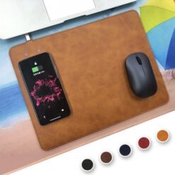 Wireless Qi Charger Leather Phone Mouse Charging Pad