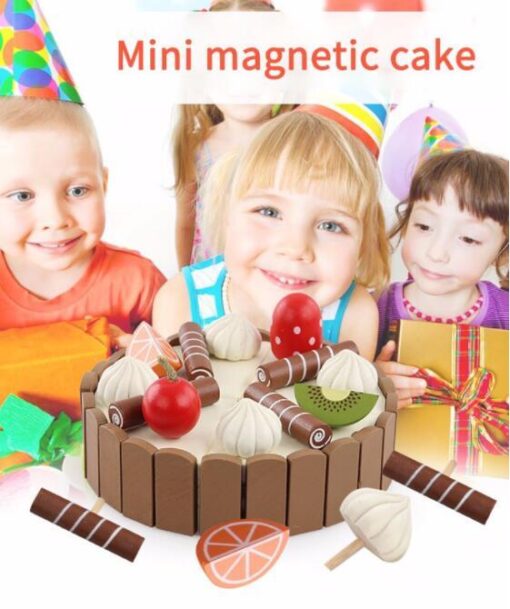 Wooden Magnetic Mini Cake Cutting Playset Kids Toy