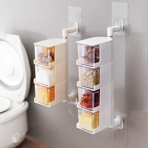 Wall-Mounted Rotatable Drawer Type Spice Seasoning Box - Image 4