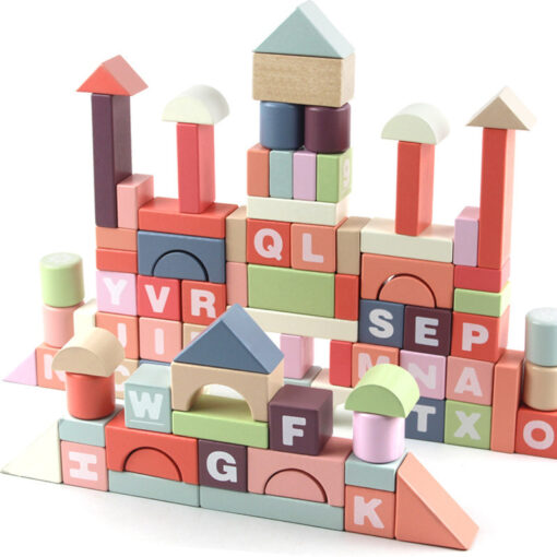 Wooden Educational Building Blocks Digital Letters Assembly Toy - Image 2