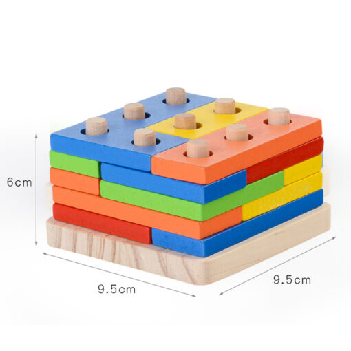 Wooden Geometric Shape Sorter Educational Block Game Toys - Image 5