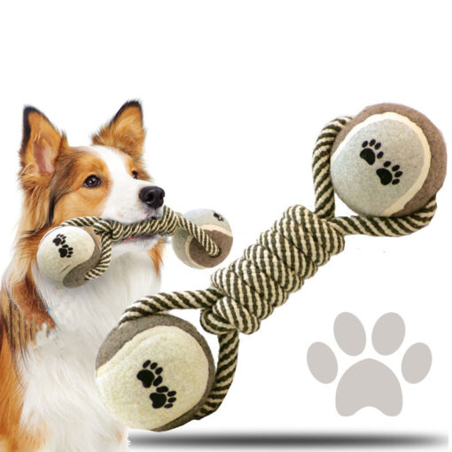 Cotton Rope Bone Dumbbell Tennis Pet Teeth Chewing Toy