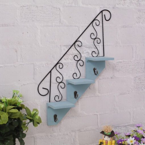 Wall-Mounted Wrought Iron 3 Tier Flower Staircase Shelves - Image 3