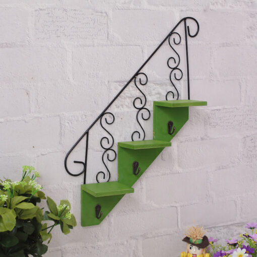 Wall-Mounted Wrought Iron 3 Tier Flower Staircase Shelves - Image 5