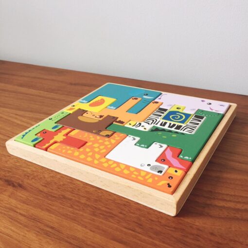 Creative Wooden Jigsaw Puzzle Animal Tetris Game Blocks Toys - Image 3