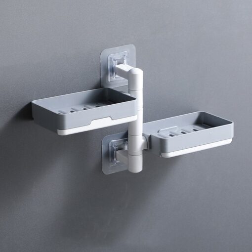 Wall Mount Rotatable Punch Free Soap Dish Storage Holder - Image 7