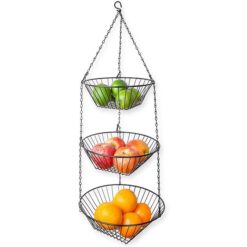 3 Tier Wire Kitchen Hanging Vegetable Fruit Basket Holder